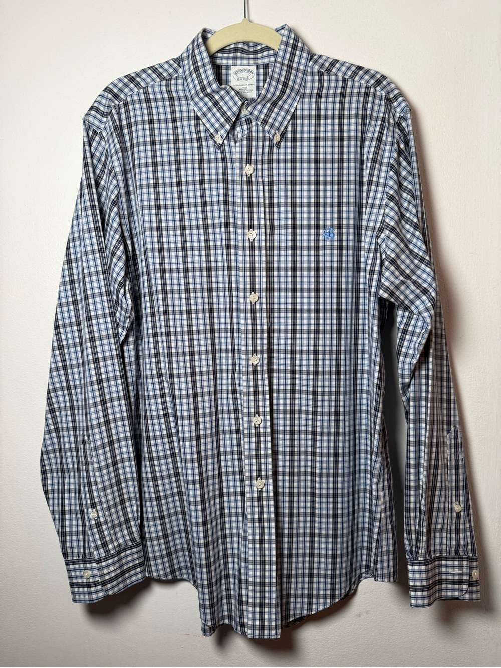 Brooks Brothers Button-Down Plaid Long-Sleeve Shirt - Blue/White Men’s Size L
